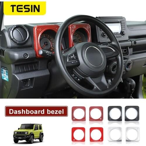 TESIN Interior Accessories for Suzuki Jimny JB74 ABS Car Dashboard Decoration Frame Cover Stickes for Suzuki Jimny 2019 2020