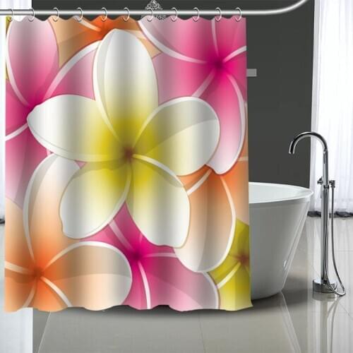 Waterproof Shower Curtain Can Be Customized Flower Vector Bathroom Shower Bath Supplies Polyester Shower Curtain With Hooks