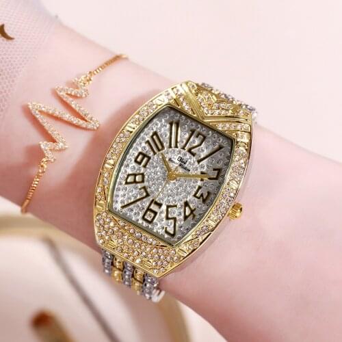 High-grade bracelet watch drill barrel shape with female fashion female watch quartz watch