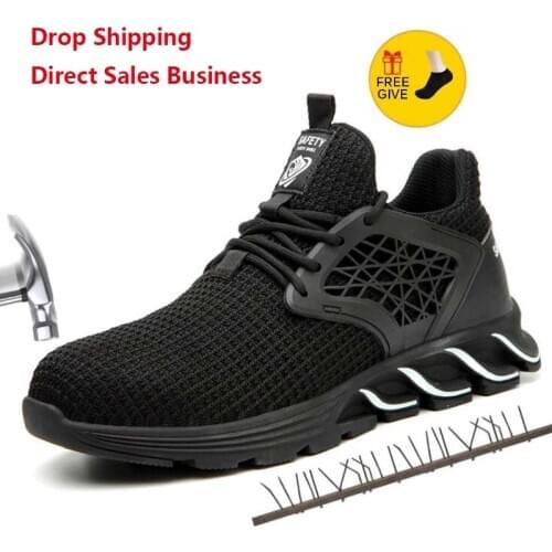 XPUHGM Men Women sneaker Outdoor Breathable Mesh Safety Shoes Fashion Lightweight Steel Toe Anti-Smashing Protective Work Boot