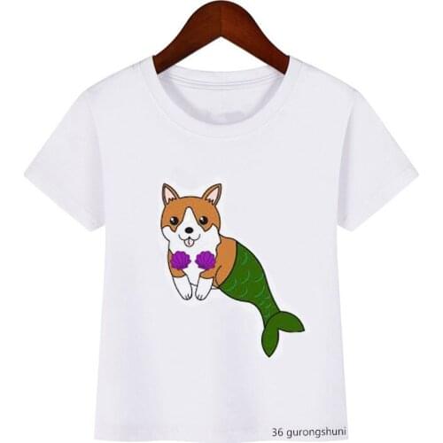Funny Kids T Shirt Cartoon Animal and Fish Story Print Boys T-shirt Kawaii Harajuku Girl Shirt Tops Cute Kids Children Clothing