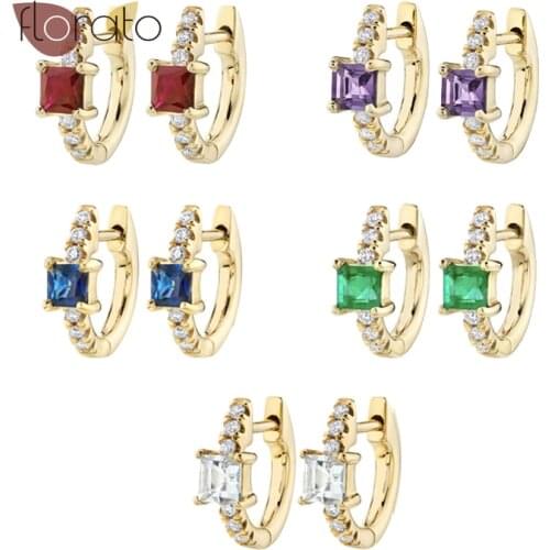 Variety Of Colors Crystal Hoop Earrings 925 Sterling Silver Ear Buckle Exquisite Women Fashion Minimalist Jewelry Birthday Gifts