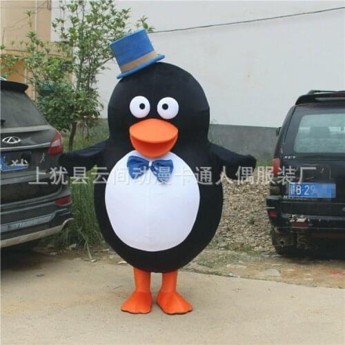 Penguin Mascot Costume Halloween Cosplay Fancy Outfit Animal Penguin With Hat Cartoon Mascot Costumes Adult Size