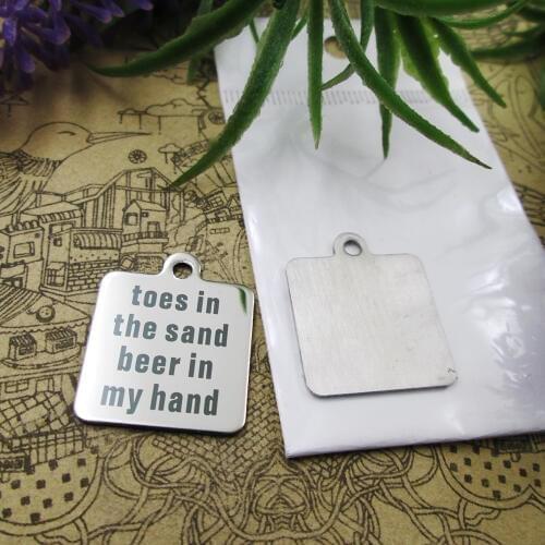 10pcs--"Toes in the Sand Beer in My Hand"stainless steel charms 5 styles for choosing DIY Charms for necklace bracelets