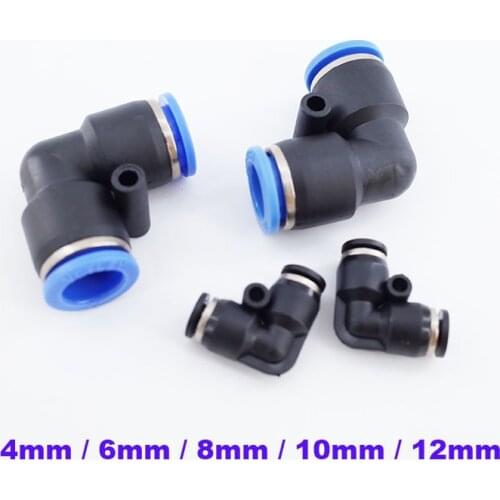 10pcs a lot one touch plastic hose L type air elbow fitting 4mm 6mm 8mm 10mm 12mm quick tube connector PV right angle pipe joint