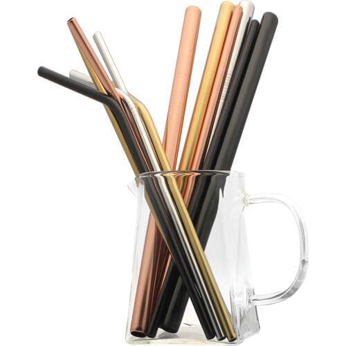100pcs Stainless Steel Boba Metal Straw Bubble Tea Reusable Drinking Straws Diameter 12mm Milk Tea Rainbow Yeba Mate Straw Brush