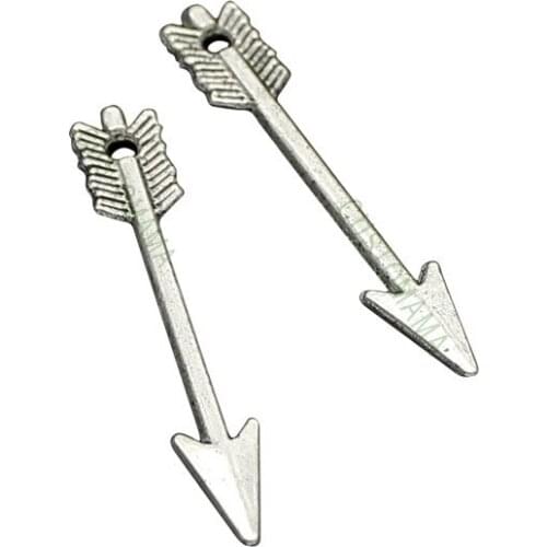 200pcs- Antique Tibetan Silver Tone Arrow Charms Pendant 30x5mm