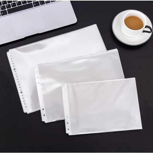 50Sheet/Set A4 B5 A5 Plastic Punched Pockets Folders Loose Leaf 20/6Holes Document Horizontal Version Organizer Transparent Fold