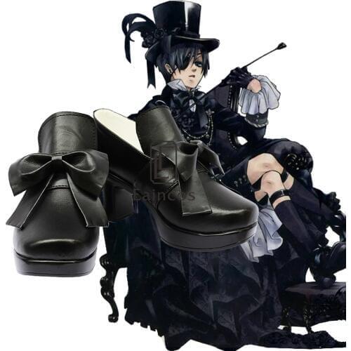 Anime Black Butler Cover Ciel Phantomhive Black Cosplay Shoes Customized Size