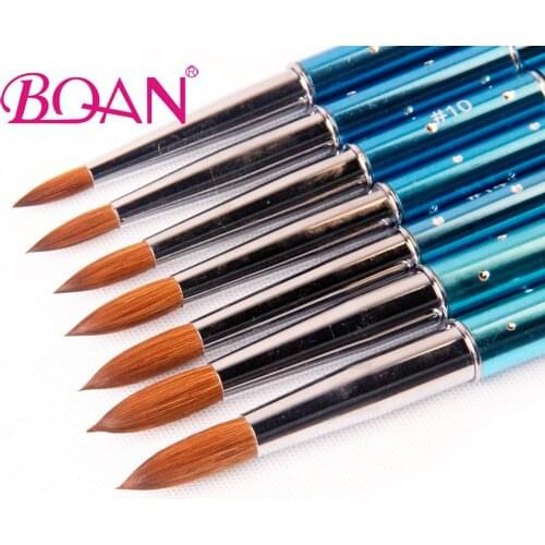 BQAN 1pcs #6#8#10#12#14#16#18 Kolinsky Sable Brush Acrylic Nail Art Brush Nail Art Brush Blue Metal Crystal Acrylic Salon 2017