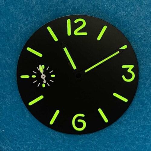 Watch Dial 36mm with Matched Color Watch Hands Green Luminous For ETA6497/ ST36 Movement