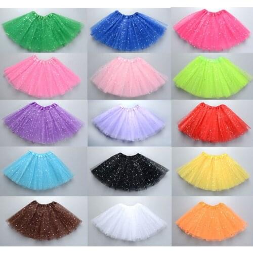 Kids Baby Sequined Stars Glitter Ballet Dance Tutu Skirt For Girl 3 Layers Tulle Toddler Pettiskirt Children Skirt Length 30 Cm