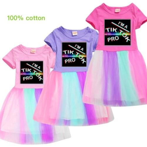 TIK TOK Baby Girls Birthday Dress Dresses Girls 2-12 Years Kids Children Casual Wear Little Girls Summer Clothes