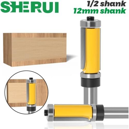 1pc 12mm shank 1/2inch shank 1-1/2" Extra Long Trim Pattern Top&Bottom Bearins Router Bit