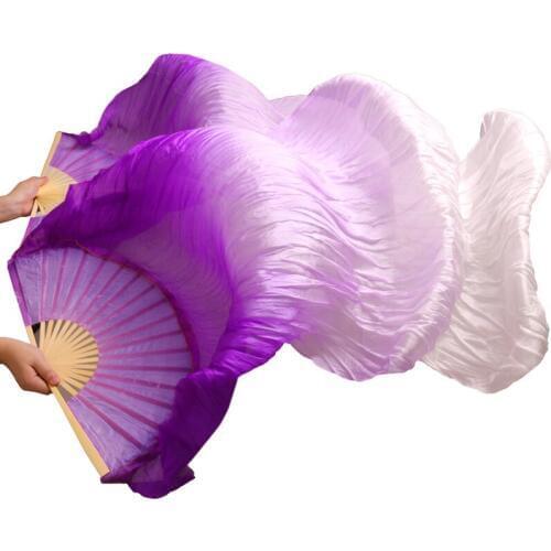 100% Real Silk/Imitation Silk Belly Dance Veil Belly Dance Fan High Quality Chinese Silk Fans Veils Handmade Dyed Silk Dance Fan