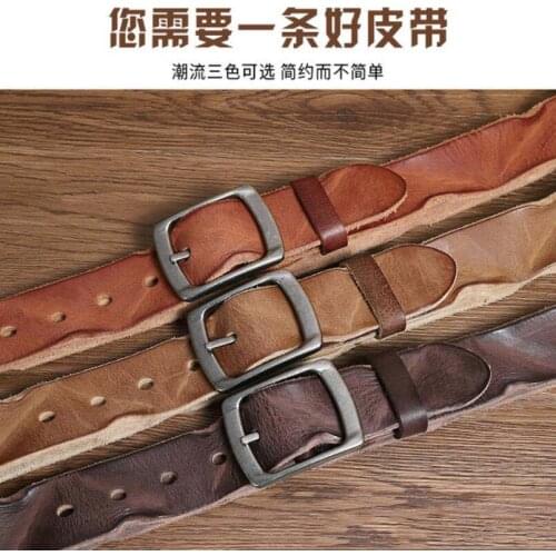 Personalized Fashion Korean Retro Fold Belt Male Leather Pin Buckle Cowhide Trend Personality Youth Jeans Belt