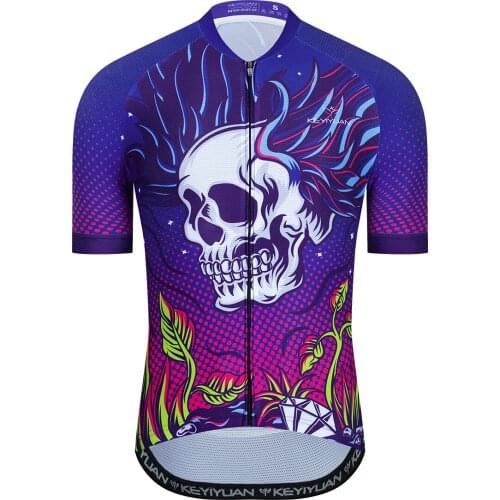 KEYIYUAN Latest Funny Cycling Jersey Men Cycle Clothing Summer Road Bike Shirt Bicycle Tops Camisetas Ciclismo MTB Manga Corta