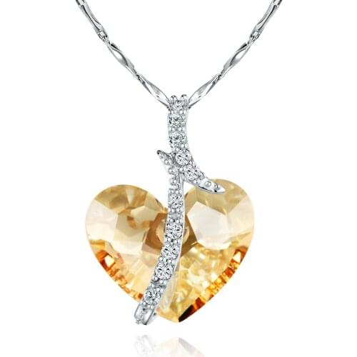 Valentines Day Special Heart Swarovski Necklace Gift Women Pendant Cute Trendy Present