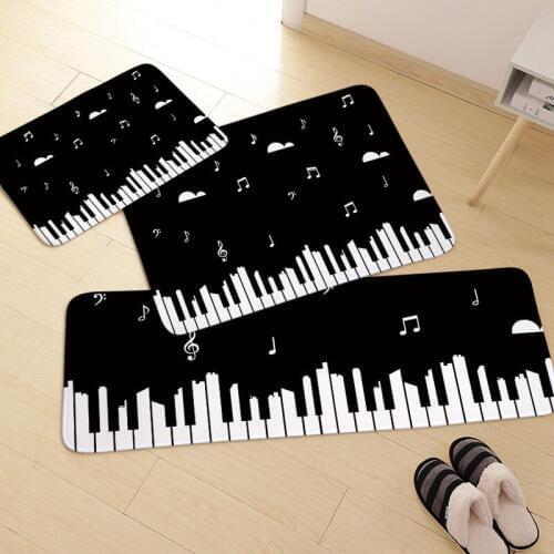 1 Pc Enipate Piano Mat Music Notes Pattern Welcome Home Door Floor Mats Waterproof Colored Guitar Beating Rugs Kitchen Home Deco