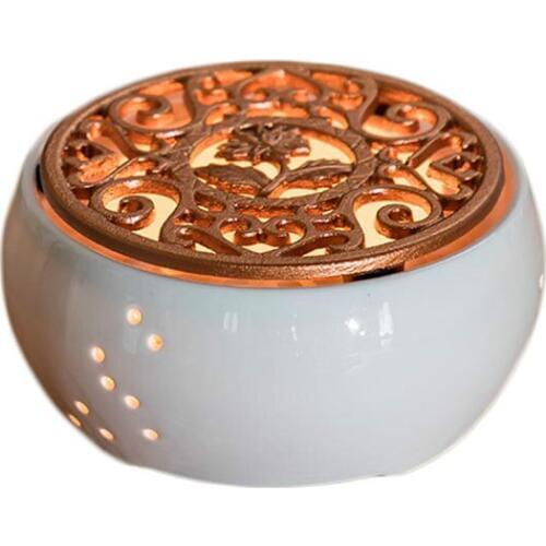 Creative White Ceramic Candle Heater Tea Pot Heating Base Boiled Flower Tea Heated Insulation Base Tea Accessories Coffee Warmer
