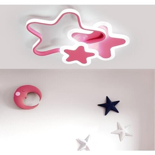 Creative star lamp modern bedroom ceiling lamp Kids room girl cute pink eye protection lamp Led ceiling light bird light CL50901