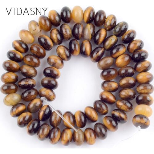 Natural Gem Stone Yellow Tiger Eye Rondelle Beads For Needlework Jewelry Making 4 6 8mm Abacus Beads Diy Necklace Bracelet 15