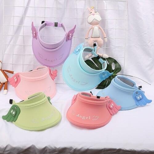 Summer childrens sunshade hat outdoor sunscreen beach hat girl baby child cute angel wings empty sun hat