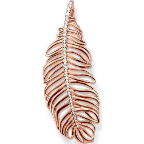 ThomasPT1474 Hot sale Pendant Feather With Zirconia For Women Romantic Gift Ts Style GLAM And Pendants Necklace