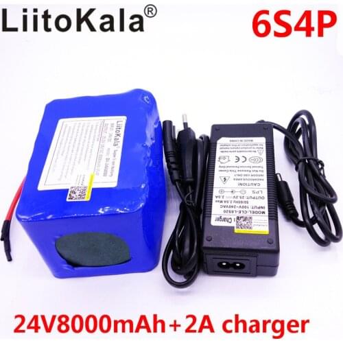 LiitoKala 24v 8Ah lithium esooter battery 24v 10Ah li-ion wheelchair battery pack DC for 250w electric bicycle motor + 2A c