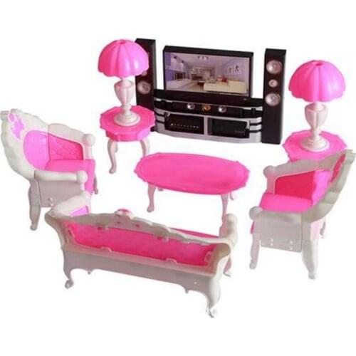 Kids Toys Dollhouse Sofa Mini Doll Accessories Furniture 1/12 Families Dollhouse Kitchen For Barbie Children' Game Girl' Gifts