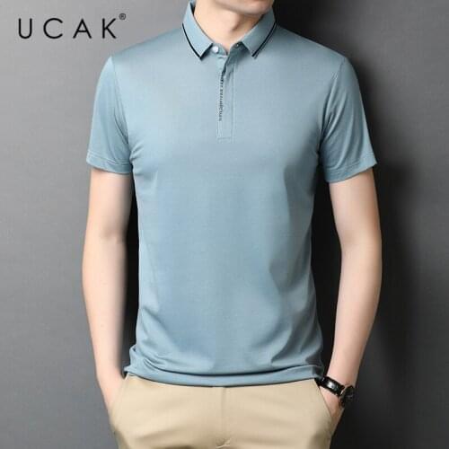 UCAK Brand Classic Solid Color Turn-down Collar Short Sleeve T-Shirts Summer New Streetwear Casual Cotton T Shirt Homme U5519