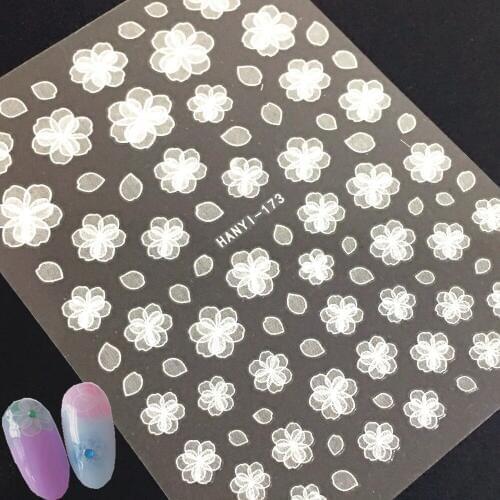 Newest HANYI-173 transparent flower 3d nail stickers decal Japan style DIY decoration manicure