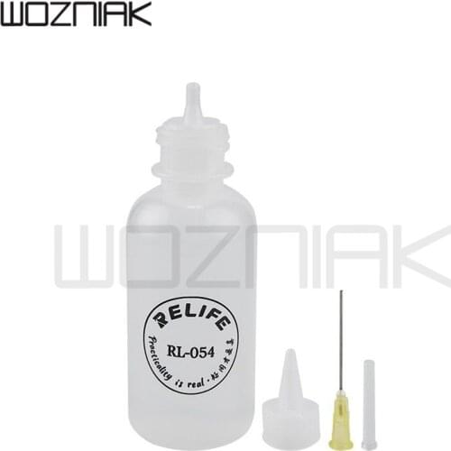Relife 50ml Plastic Clear Liquid Alcohol Rosin Solder Flux Paste Bottle Dropper +Needle RL-054