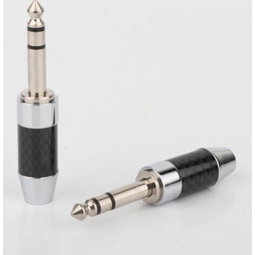 Preffair 2pcs CF635R Carbon Fiber 6.35 mm stereo 6.5mm (1/4 in) Jack Male Plug for DIY Headphone upgraded audio Cable