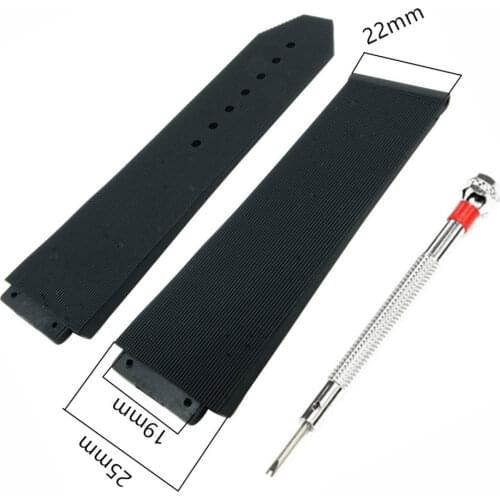 Rubber Watch Strap for Hublot BIG BANG Watch Men Women Waterproof Sport Replacement Watchband black 19mmx25mm