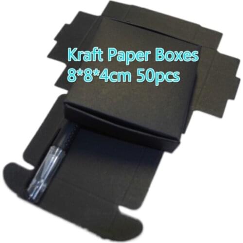 Retail Black Wedding Candy Party Favor Gift Package Craft Handmade Soap Packaging Kraft Paper Boxes 8x8x4cm Free Shipping 50pcs