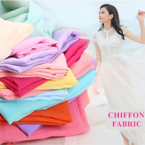 Wide 1.5mx1m Chiffon Fabric 100% Polyester Chiffon Fabric White For DIY Girl Silk Dress Skirt Curtain Colours Chiffon
