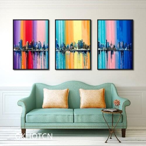 Modern Colourful City Building Wall Art Canvas Hd Print Artistic Picture Home Decor For Living Room