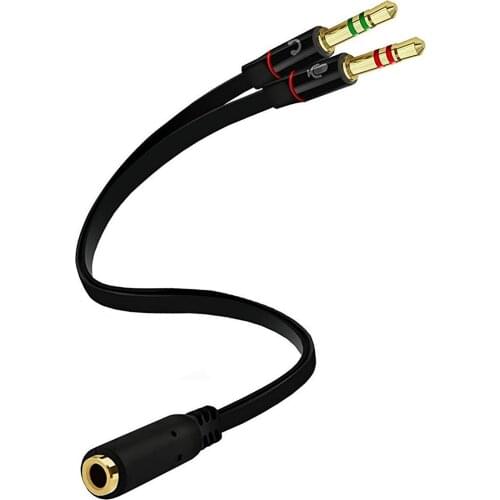LYBALL Headphone Splitter Connector 3.5mm Female to 2 Dual 3.5mm Male Earphone Mic Audio Y Splitter Cable Adapter for PC Phone