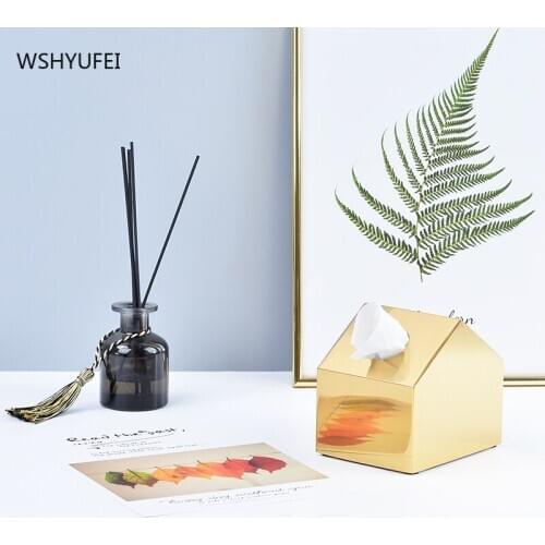 Creative Golden Brass Household tissue Box Living Room Coffee Table Car Decoration Dining Table Decoration Drawer Boxes