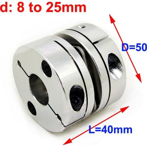 Stepper Motor Shaft-Couplings Aluminum Alloys Single Diaphragm Flexible Coupling Bore 10/12/12.7/14/15/17/19/20/25mm 50mm dia