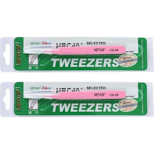 VETUS CS-5A Anti-Static Eyelash Tweezer Eyebrow Stainless Steel Precision Tweezers Makeup Repair Tools
