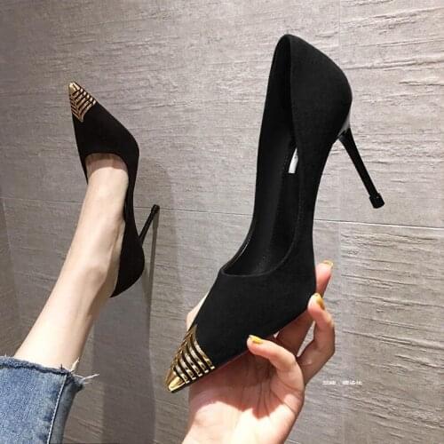 High Heels Womens Stiletto Spring and Autumn New All-match Ladies Black Sexy Temperament Pointed Single Shoes Women Shoes