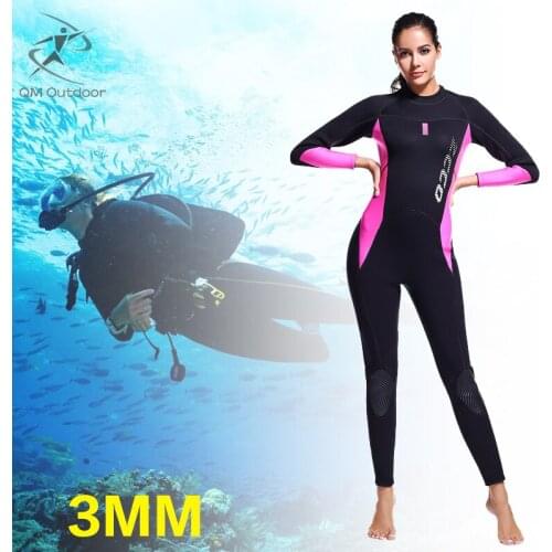 Women 3mm Neoprene Diving Suit One Piece Scuba Full-body Swimwearthickened Warm Wet Suit Spearfishing Equipment