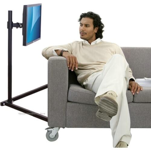 1M Height Floor Stand with Adjustable Cross Arm, Monitor Free-Standing Bracket Universal Rotating Movement on the ground