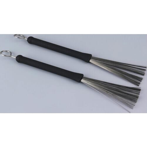 1 Pair Rubber Handle Metal Wire Drum Throw Retractable Brushes Sticks Drop Shipping