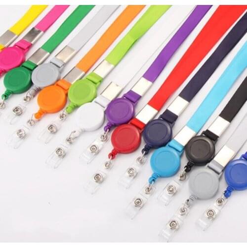 1pc Variety Colors Retractable Lanyard Neck Strap Badge Holder Credit Card ID Holders Name Card Badge Clip Office Supplies