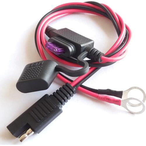 1Pcs SAE Plug to O Type Terminal Quick Connector 3A/2468/18AWG Copper Cord DIY Power Cable for Booster Car Battery Jump Starter