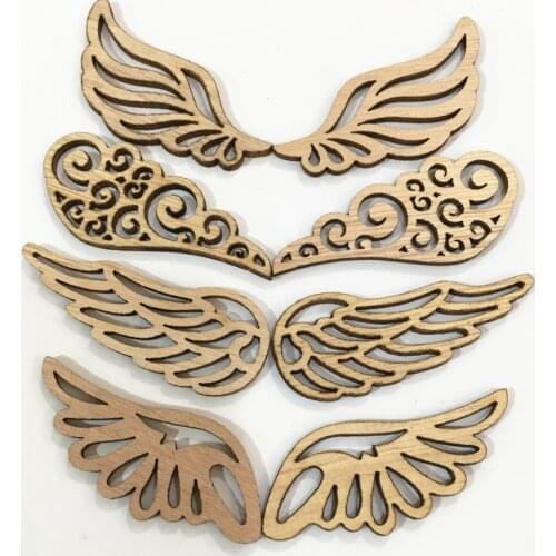 10pcs Wood DIY Crafts Wooden Cute Wing Shape Arts Painting Scrapbooking Embellishments Craft Handmade Home Decoratio