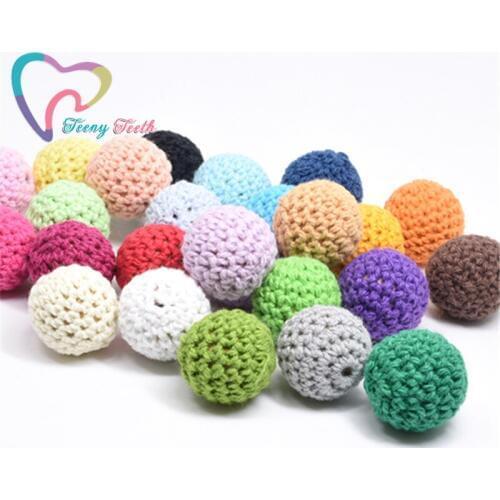 10 PCS 20 MM Wooden Crochet Beads Chewable Ball Beads DIY Wooden Teething Knitting Beads Jewelry Crib Sensory Toy Baby Teether